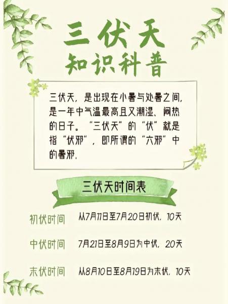 三伏天是哪一天开始