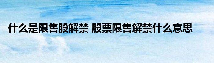 解禁什么意思?,限售解禁什么意思-第2张图片 解禁什么意思?,限售解禁什么意思-第2张图片